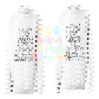 Kids Nana And Papa Love Me Grandchild Grandkids Men Women Sweatshirt Graphic Print Unisex - Thegiftio