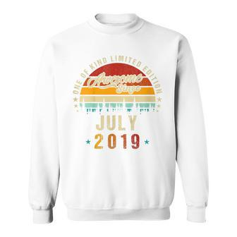 Kids Vintage 4Th Birthday Awesome Since July 2019 Epic Legend Sweatshirt - Seseable