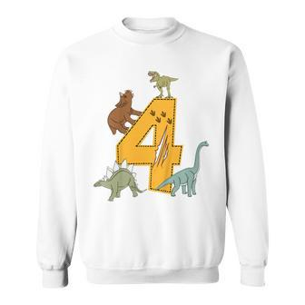 Kinder Geburtstags 4 Jahre Junge Dinosaurier Dino Sweatshirt - Seseable