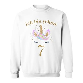 Kinder Ich Bin Schon 7 Geburtstags Einhorn 7 Jahre Mädchen V2 Sweatshirt - Seseable