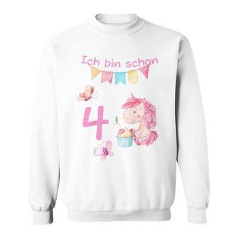 Kinder Mädchen Ich Bin 4 Jahre Alt 4 Geburtstag Einhorn Sweatshirt - Seseable