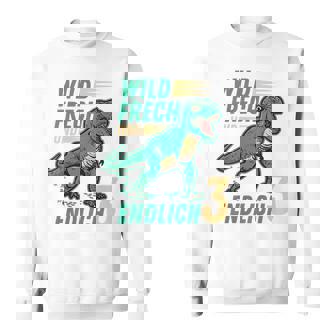 Kindergeburtstag Dino Sweatshirt - Wild, Frech & 3 Jahre Alt - Seseable