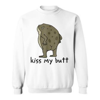 Kiss My Butt Green Frog Sweatshirt | Mazezy