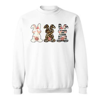 Leopard Easter Bunny Rabbit Trio Cute Easter Sweatshirt - Seseable