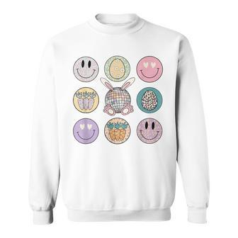 Leopard Easter Bunny Smile Face Disco Retro Groovy Sweatshirt | Mazezy