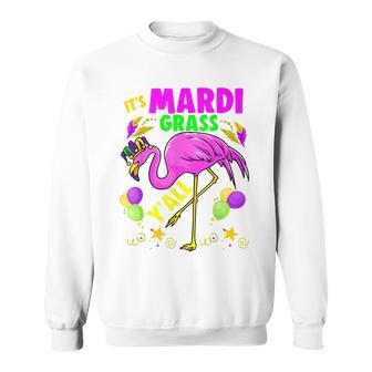 Lets Mardi Gras Yall Celebrating Party Flamingo Apparel Sweatshirt - Seseable