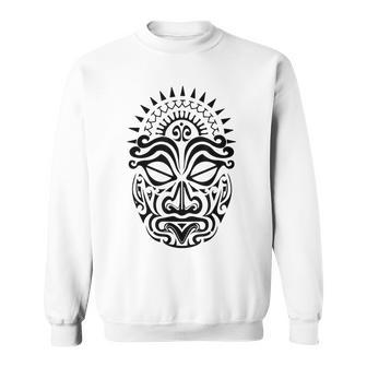 Maori Polynesian Tattoo Haka Dance Face Mask Head Sweatshirt | Mazezy