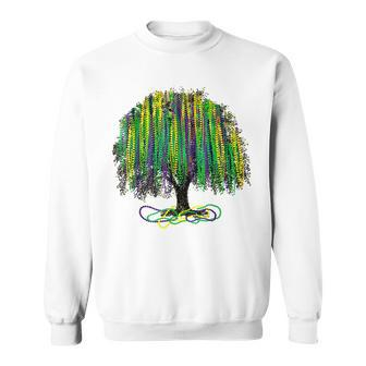Mardi Gras Tree Beads New Orleans 2022 Watercolor Vintage Sweatshirt - Seseable