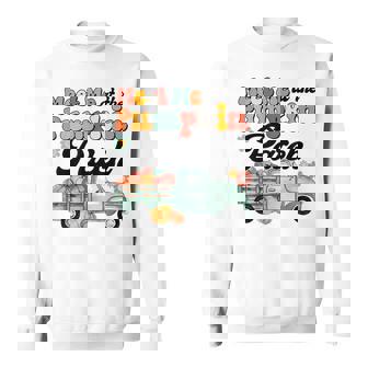 Meet Me At The Pumpkin Patch Truck Halloween Hello Fall 2022 Men Women Sweatshirt Graphic Print Unisex - Thegiftio UK