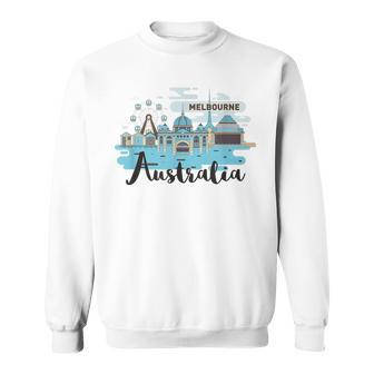 Melbourne Australia City Skyline Aussie Gift Men Women Sweatshirt Graphic Print Unisex - Seseable