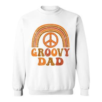 Mens Groovy Dad 70S Aesthetic Nostalgia 1970S Retro Dad Hippie Sweatshirt - Seseable