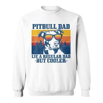 Mens Pitbull Dad Vintage Funny Dog Fathers Day Pitbull Sweatshirt - Seseable