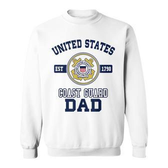 Mens Proud Us Coast Guard Dad Military Pride T Sweatshirt - Seseable