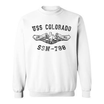 Mens Uss Colorado Ssn-788 Attack Submarine Badge Vintage Sweatshirt - Seseable