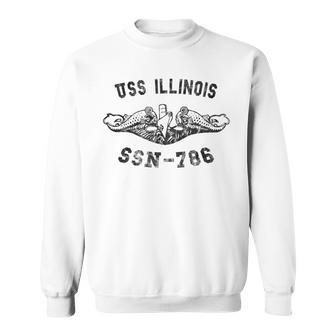 Mens Uss Illinois Ssn 786 Attack Submarine Badge Vintage Sweatshirt - Seseable