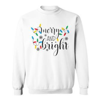 Merry And Bright Christmas Lights Cute Graphic Men Women Sweatshirt Graphic Print Unisex - Thegiftio UK