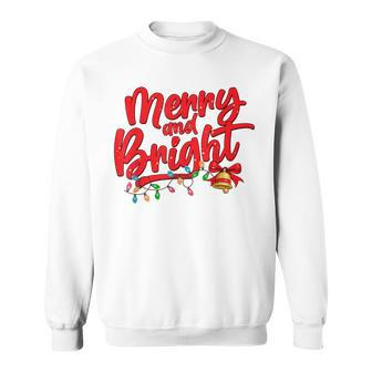 Merry And Bright Christmas Lights Family Matching Pajamas Men Women Sweatshirt Graphic Print Unisex - Thegiftio UK