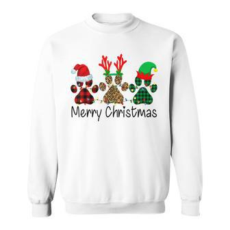 Merry Christmas Funny Squad Leopard Plaid Paws V3 Men Women Sweatshirt Graphic Print Unisex - Thegiftio UK
