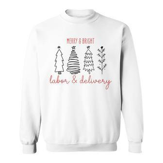Merry Xmas Bright Christmas Labor And Delivery Nurse Men Women Sweatshirt Graphic Print Unisex - Seseable