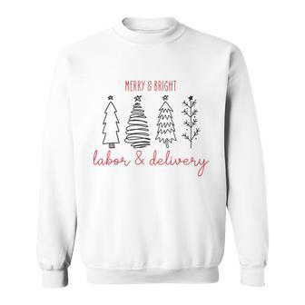 Merry Xmas Bright Christmas Labor And Delivery Nurse V2 Men Women Sweatshirt Graphic Print Unisex - Seseable