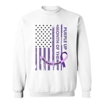 Month Of The Military Child Purple Up Strong Military Kids Sweatshirt | Mazezy