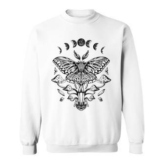 Moon Phases Luna Moth Black Craft Sweatshirt | Mazezy