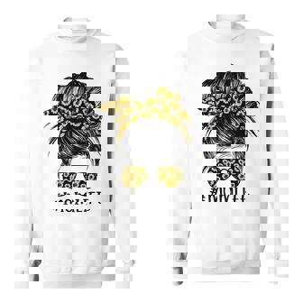 Mother Sunflowers Mom Life Messy Bun Hair Sunglasses Mothers Day Mom Sweatshirt - Monsterry