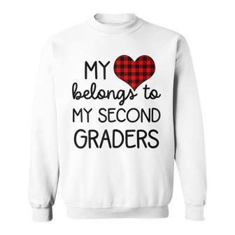 My Love Belongs To My Second Graders Valentines Day Teacher Men Women Sweatshirt Graphic Print Unisex - Seseable