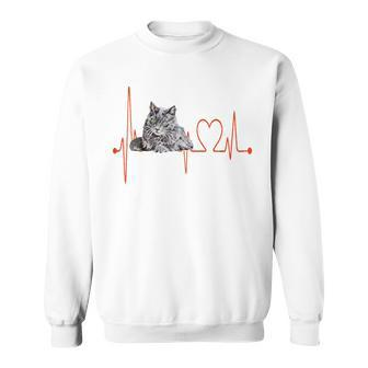 Nebelung Katze Herzschlag Ekg I Love My Cat Sweatshirt - Seseable