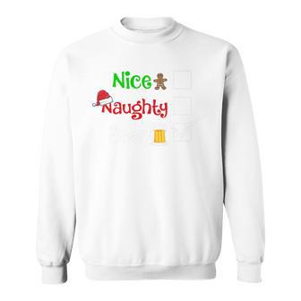 Nice Naughty Beer Alcohol Drunk Booze Brew Christmas Pajama V2 Sweatshirt - Thegiftio UK