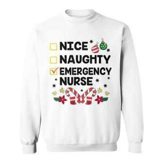 Nice Naughty Emergency Nurse Funny Christmas Santa Checklist Men Women Sweatshirt Graphic Print Unisex - Seseable