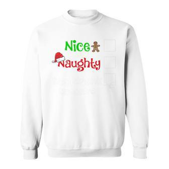 Nice Naughty Too Drunk To Care Beer Boozy Christmas Pajama Sweatshirt - Thegiftio UK
