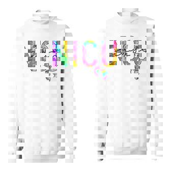 Nicu Nurse Team Tiny Humans Tie Dye Boho Colorful Funny Men Women Sweatshirt Graphic Print Unisex - Thegiftio