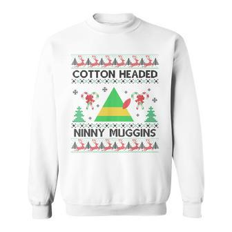 Ninny Gins Cotton Headed Funny Christmas Elf Holiday V2 Men Women Sweatshirt Graphic Print Unisex - Seseable