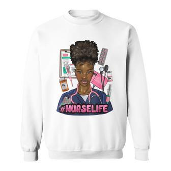 Nurse Life Messy Bun Afro Medical Assistant African American Sweatshirt - Seseable