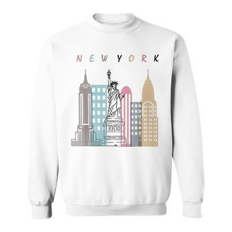 Nyc New York City Manhattan Skylines Statue Of Liberty Sweatshirt | Mazezy