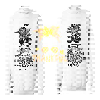 One Thankful Mama Fall Messy Bun Thanksgiving Womens V3 Men Women Sweatshirt Graphic Print Unisex - Thegiftio