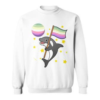 Orca In Space Genderfae Pride Sweatshirt | Mazezy