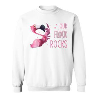 Our Flock Rocks Flamingo Mothers Day Funny Gift Sweatshirt | Mazezy