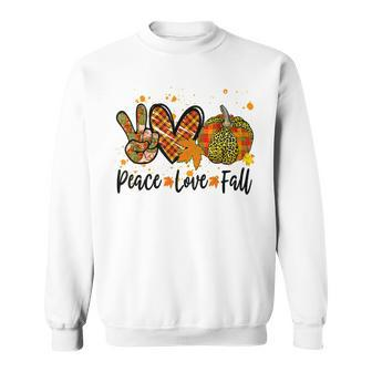 Peace & Love & Fall Pumpkin Autum Happy Fall Thanksgiving V2 Men Women Sweatshirt Graphic Print Unisex - Thegiftio UK