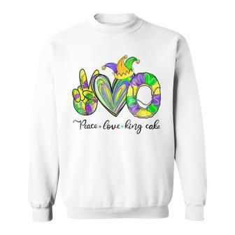 Peace Love King Cake Funny Mardi Gras Party Carnival Gifts V2 Sweatshirt - Seseable