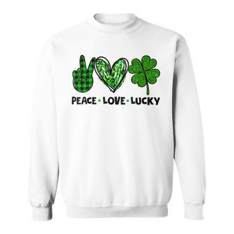 Peace Love Luck Lucky Clover Shamrock St Patricks Day Sweatshirt - Thegiftio UK