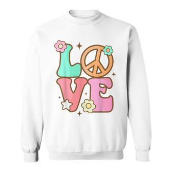 Peace Sign Love 60S 70S Costume Groovy Hippie Theme Party Sweatshirt | Mazezy