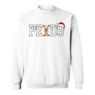 Pediatric Nurse Christmas Reindeer Santa Hat Xmas Nurse Men Women Sweatshirt Graphic Print Unisex - Seseable