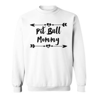 Pit Bull Mommy With Heart And Arrows Men Women Sweatshirt Graphic Print Unisex - Thegiftio UK