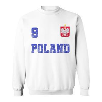 Poland Soccer Jersey Number Nine Polish Flag Futebol Fan Men Women Sweatshirt Graphic Print Unisex - Thegiftio UK
