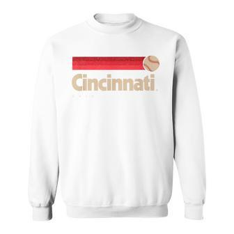 Red Cincinnati Baseball Softball City Ohio Retro Cincinnati Sweatshirt - Seseable