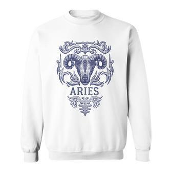 Retro Aries Zodiac Retro Vintage Birthday Aries Sign Sweatshirt - Seseable