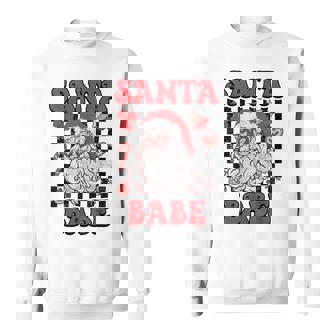Retro Groovy Christmas Santa Claus Babe Merry Xmas Men Women Sweatshirt Graphic Print Unisex - Thegiftio