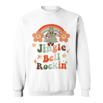 Retro Jingle Bell Rockin Xmas Christmas Groovy Rainbow Men Women Sweatshirt Graphic Print Unisex - Thegiftio UK